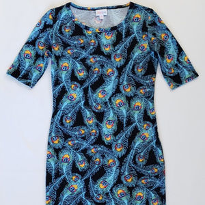 LulaRoe Julia Sheath Peacock Print Dress XXS